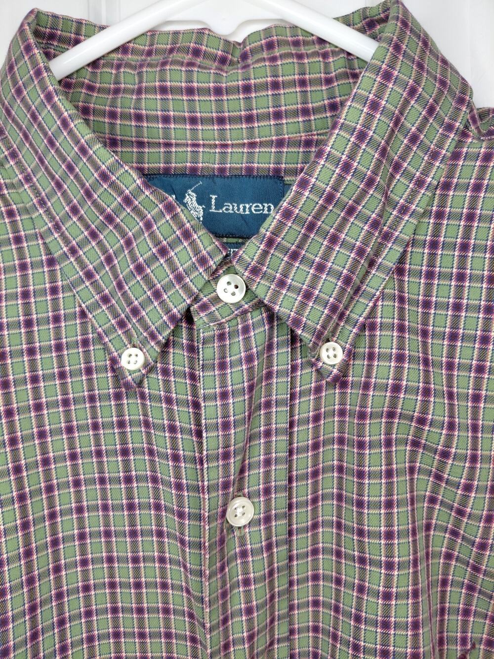 Polo Ralph Lauren Men's Classic Fit Plaid Button Down Shirt Purple Green Large